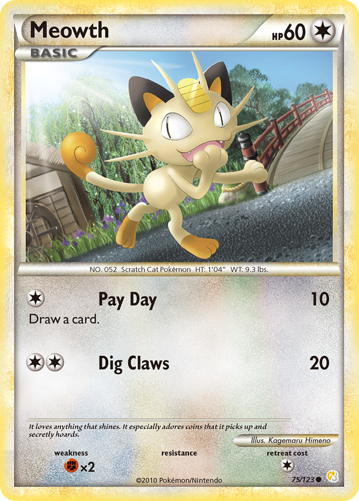 Meowth (75/123) [HeartGold & SoulSilver: Base Set] | Card Merchant Takapuna