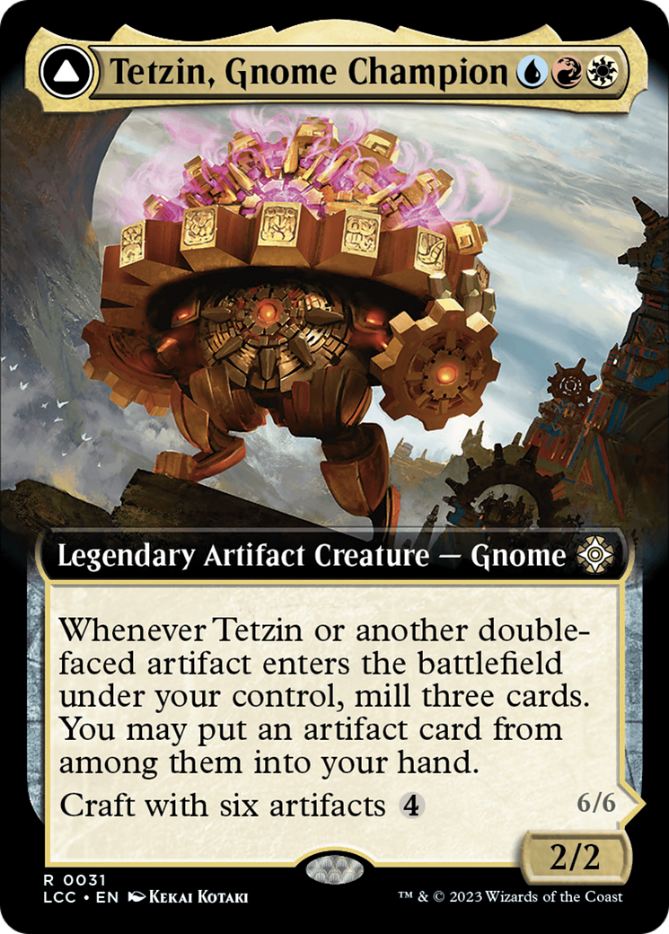 Tetzin, Gnome Champion // The Golden-Gear Colossus (Extended Art) [The Lost Caverns of Ixalan Commander] | Card Merchant Takapuna