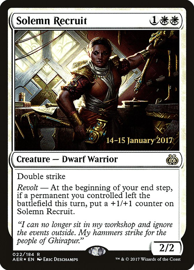 Solemn Recruit [Aether Revolt Prerelease Promos] | Card Merchant Takapuna