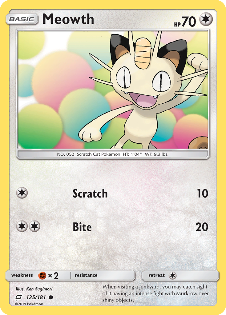 Meowth (125/181) [Sun & Moon: Team Up] | Card Merchant Takapuna