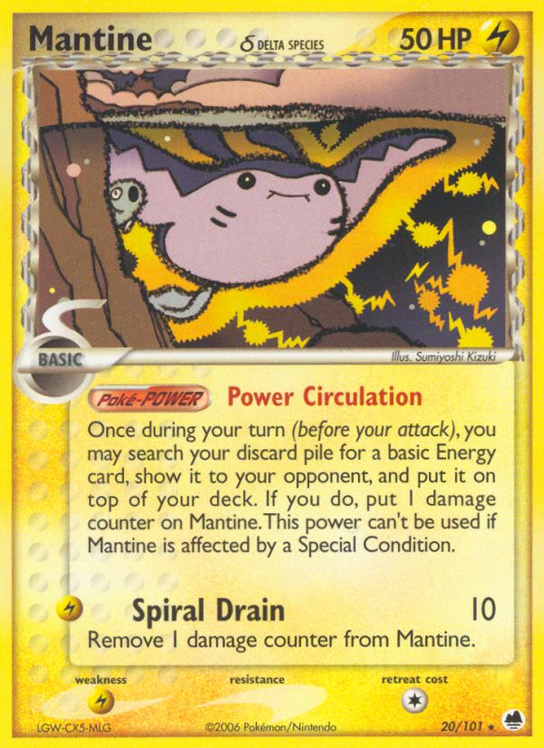 Mantine (20/101) (Delta Species) [EX: Dragon Frontiers] | Card Merchant Takapuna