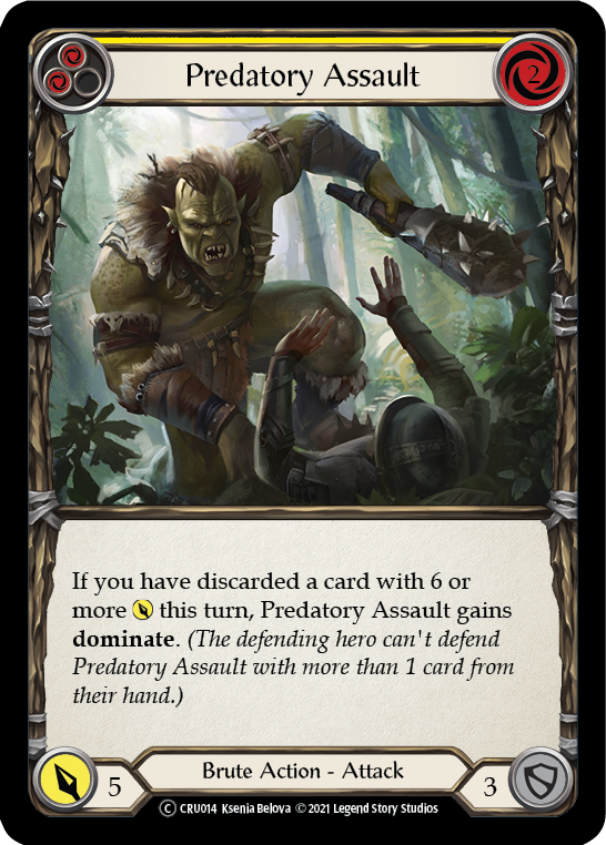 Predatory Assault (Yellow) [U-CRU014] (Crucible of War Unlimited)  Unlimited Rainbow Foil | Card Merchant Takapuna