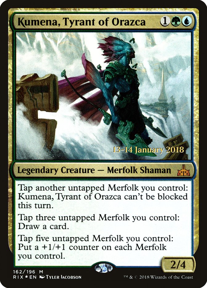 Kumena, Tyrant of Orazca [Rivals of Ixalan Prerelease Promos] | Card Merchant Takapuna