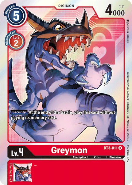 Greymon [BT3-011] (Buy-A-Box Promo) [Release Special Booster Ver.1.5 Promos] | Card Merchant Takapuna