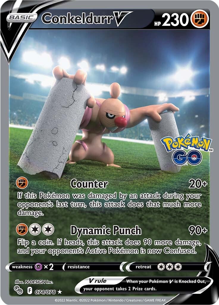 Conkeldurr V (074/078) [Pokémon GO] | Card Merchant Takapuna