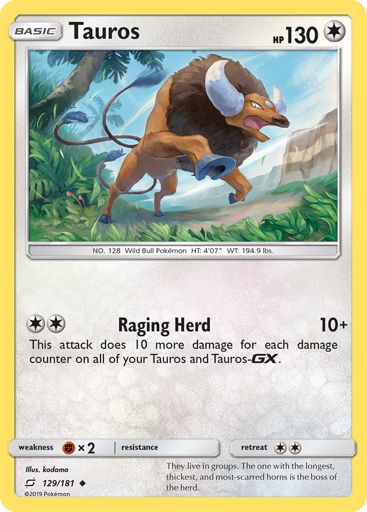 Tauros (129/181) [Sun & Moon: Team Up] | Card Merchant Takapuna