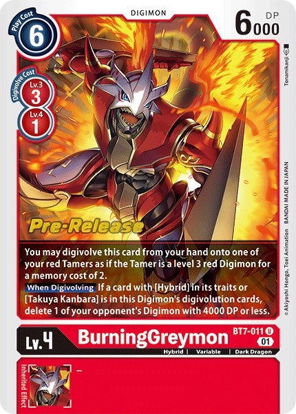 BurningGreymon [BT7-011] [Next Adventure Pre-Release Cards] | Card Merchant Takapuna