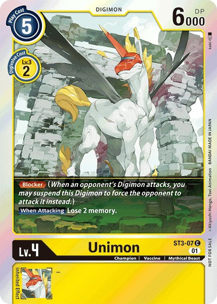 Unimon [ST3-07] (Official Tournament Pack Vol.4) [Starter Deck: Heaven's Yellow Promos] | Card Merchant Takapuna