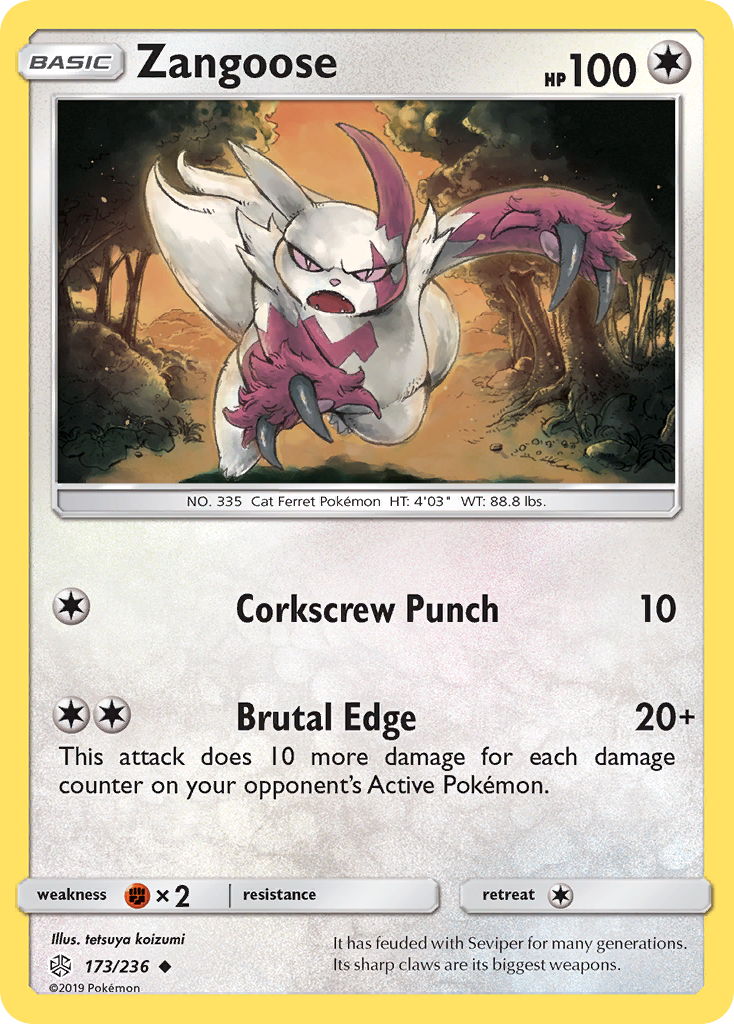 Zangoose (173/236) [Sun & Moon: Cosmic Eclipse] | Card Merchant Takapuna