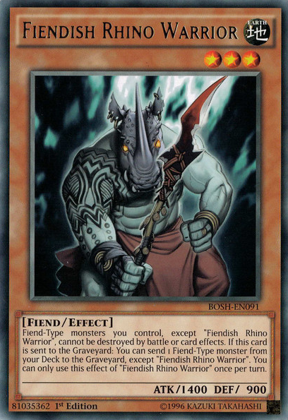 Fiendish Rhino Warrior [BOSH-EN091] Rare | Card Merchant Takapuna