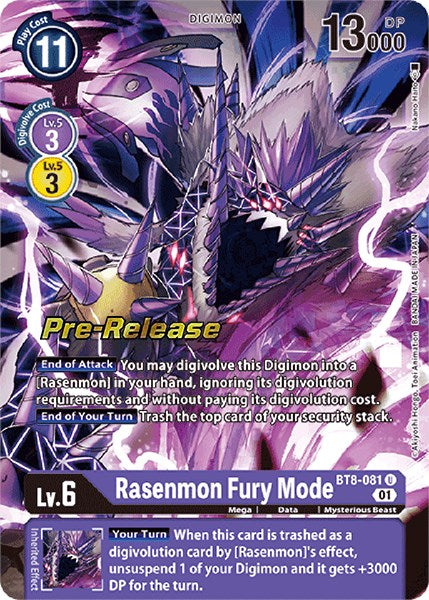 Rasenmon: Fury Mode [BT8-081] [New Awakening Pre-Release Cards] | Card Merchant Takapuna