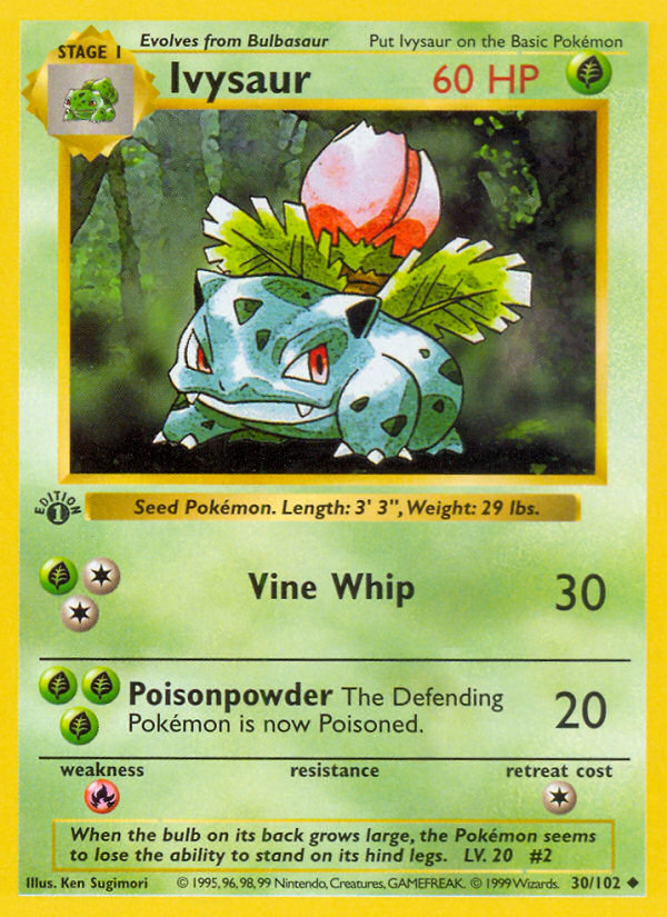 Ivysaur (30/102) (Shadowless) [Base Set 1st Edition] | Card Merchant Takapuna