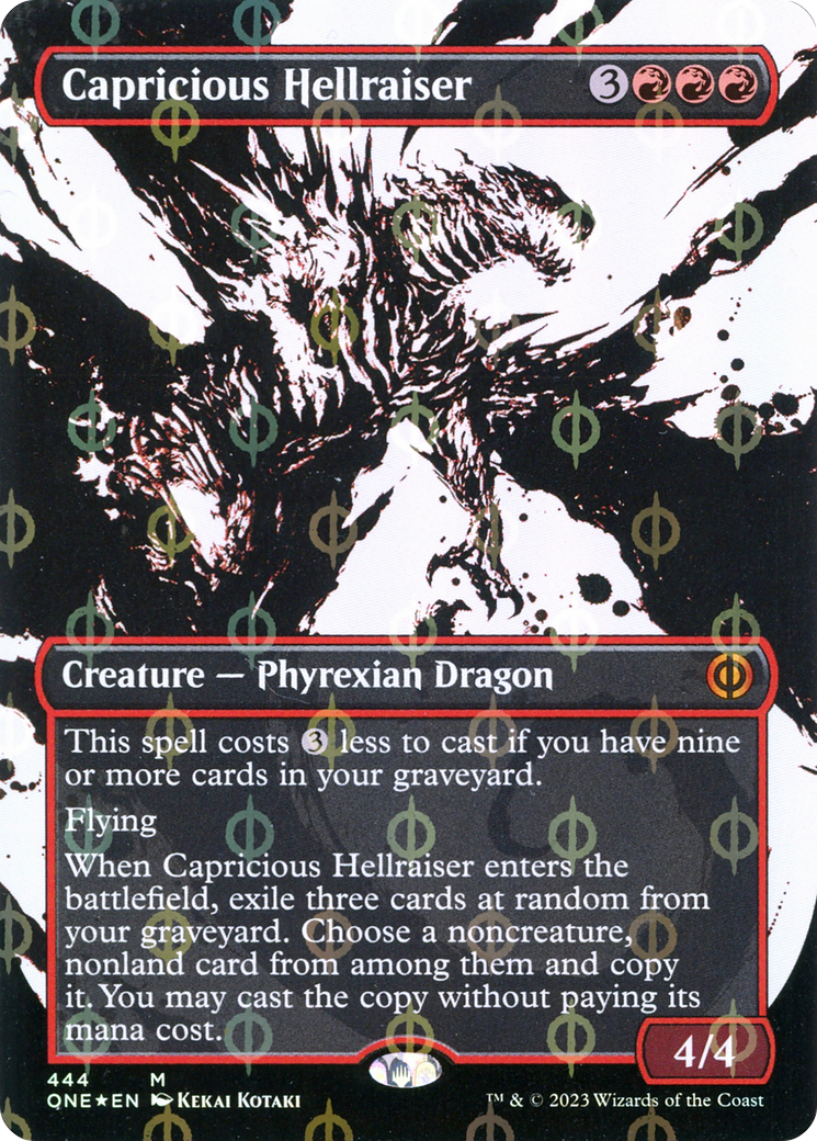 Capricious Hellraiser (Borderless Ichor Step-and-Compleat Foil) [Phyrexia: All Will Be One] | Card Merchant Takapuna