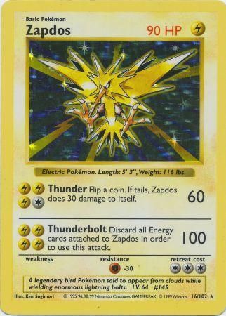 Zapdos (16/102) [Base Set Shadowless Unlimited] | Card Merchant Takapuna