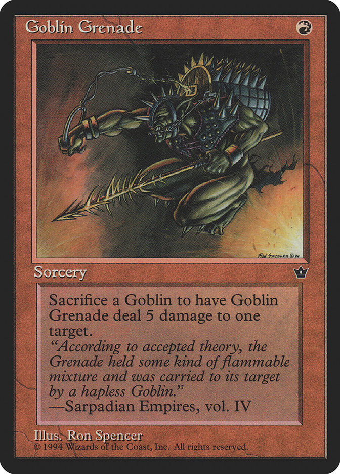 Goblin Grenade (Ron Spencer) [Fallen Empires] | Card Merchant Takapuna