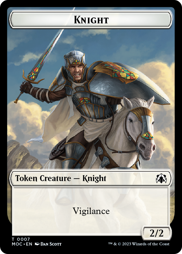 Knight (7) // Spirit (14) Double-Sided Token [March of the Machine Commander Tokens] | Card Merchant Takapuna