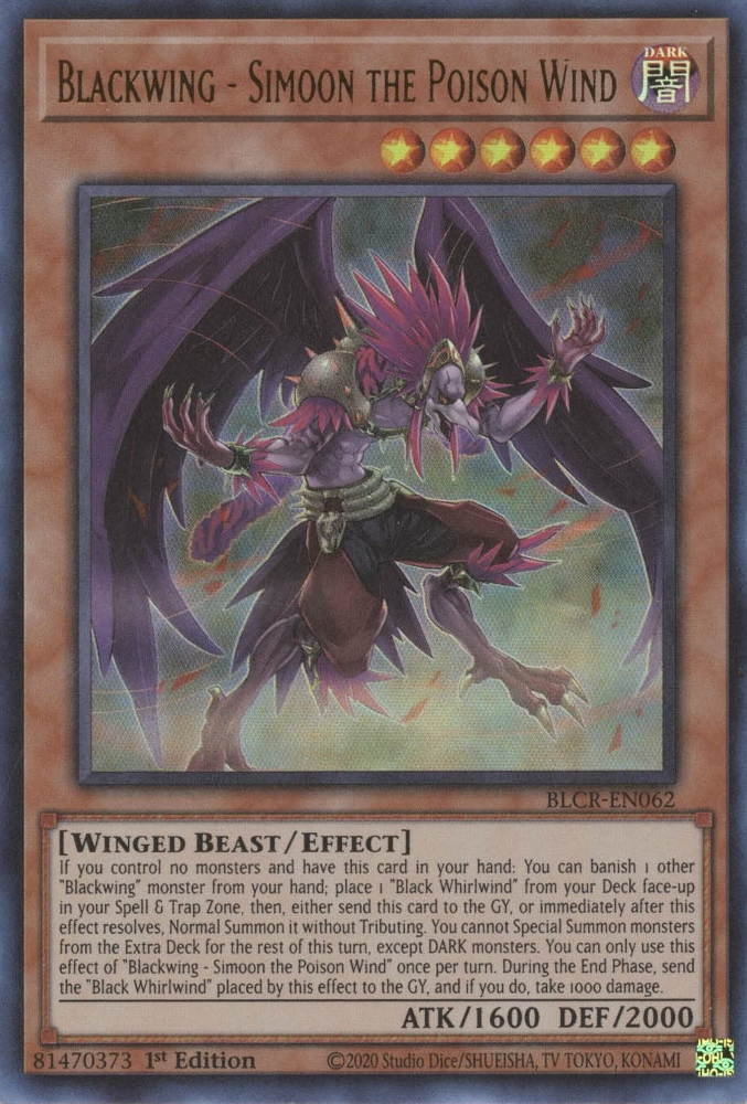 Blackwing - Simoon the Poison Wind [BLCR-EN062] Ultra Rare | Card Merchant Takapuna