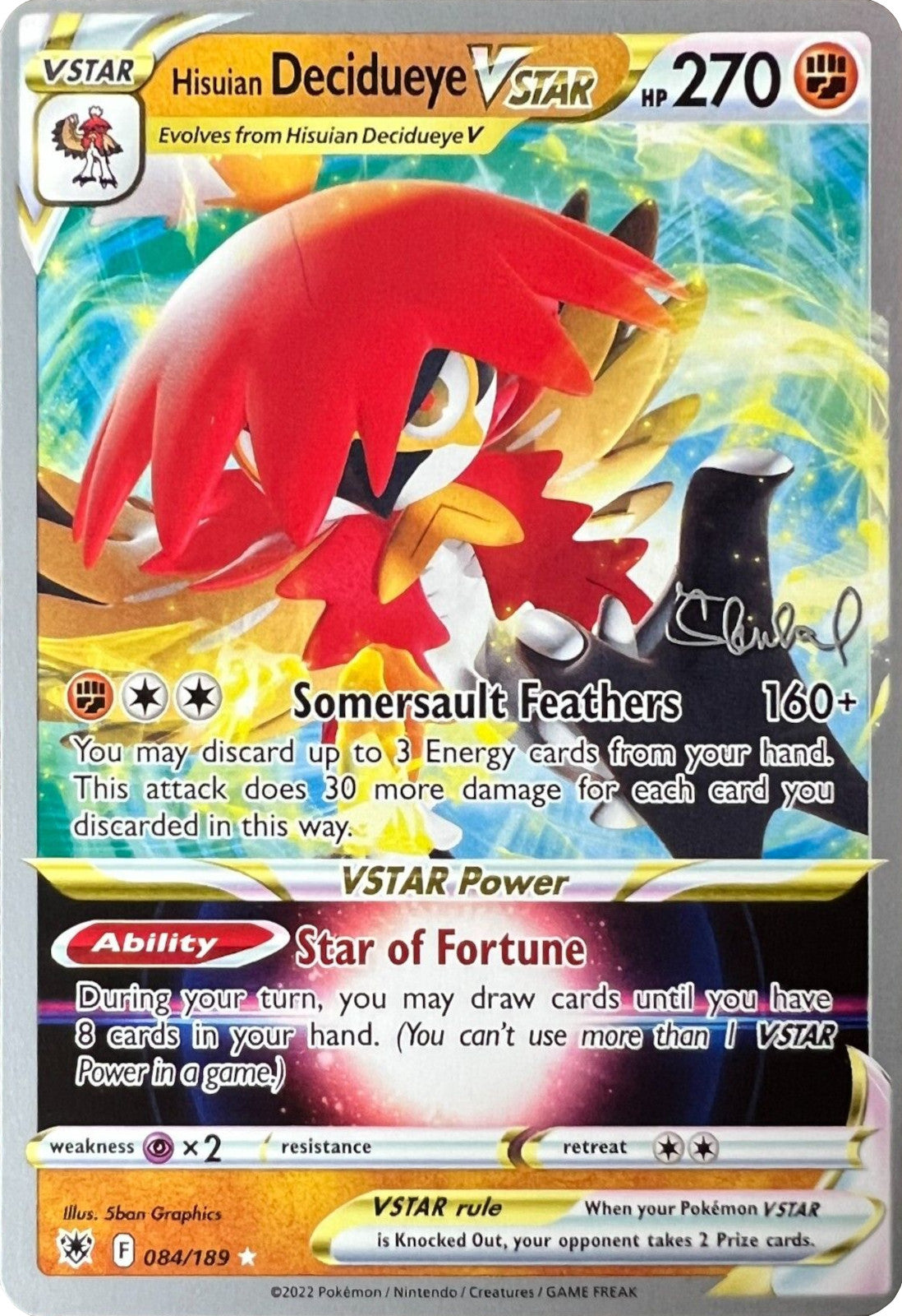 Hisuian Decidueye VSTAR (084/189) (ADP - Ondrej Skubal) [World Championships 2022] | Card Merchant Takapuna