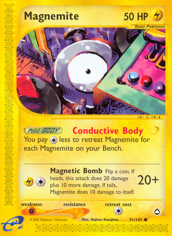 Magnemite (91/147) [Aquapolis] | Card Merchant Takapuna