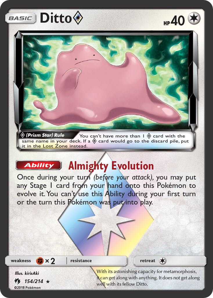 Ditto (154/214) (Prism Star) [Sun & Moon: Lost Thunder] | Card Merchant Takapuna