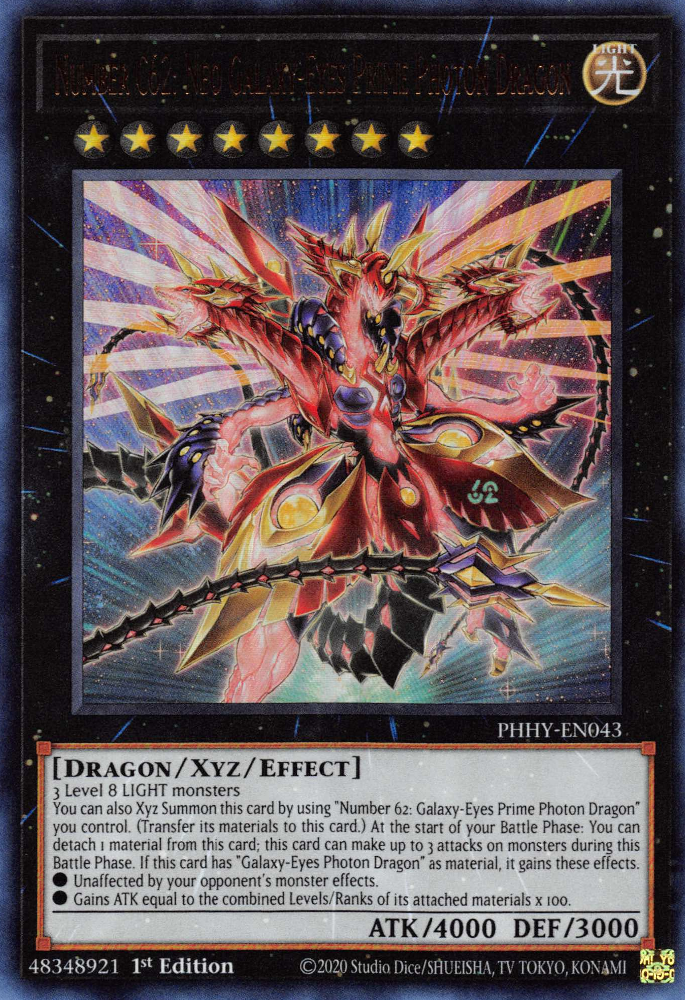 Number C62: Neo Galaxy-Eyes Prime Photon Dragon [PHHY-EN043] Ultra Rare | Card Merchant Takapuna