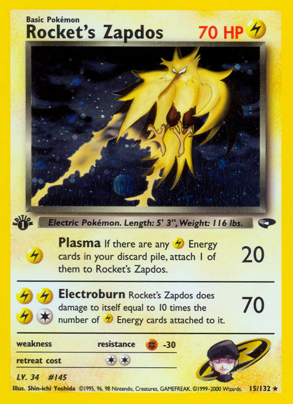 Rocket's Zapdos (15/132) [Gym Challenge 1st Edition] | Card Merchant Takapuna