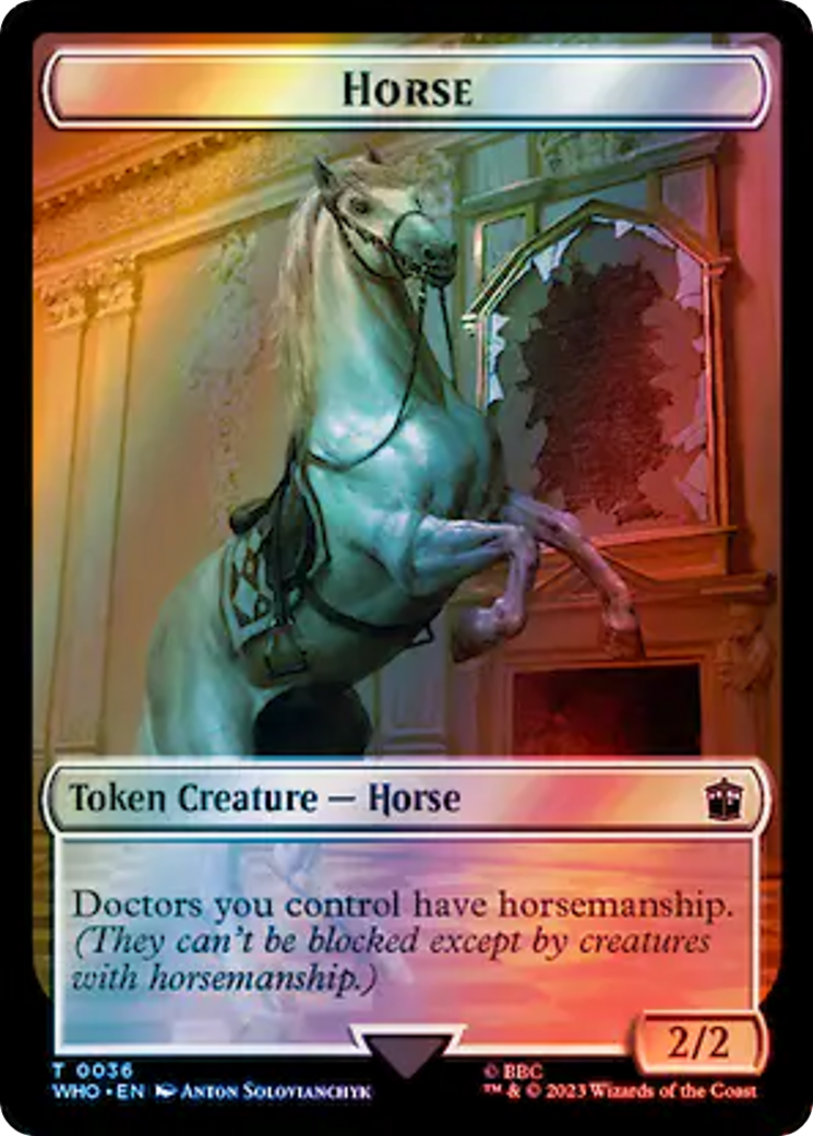 Horse // Clue (0053) Double-Sided Token (Surge Foil) [Doctor Who Tokens] | Card Merchant Takapuna