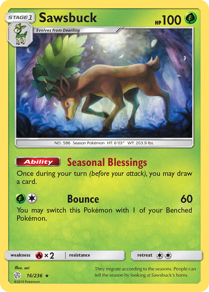 Sawsbuck (16/236) [Sun & Moon: Cosmic Eclipse] | Card Merchant Takapuna