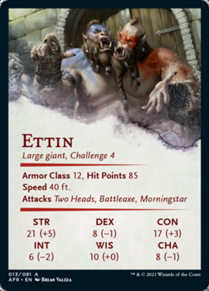 Ettin Art Card (Gold-Stamped Signature) [Dungeons & Dragons: Adventures in the Forgotten Realms Art Series] | Card Merchant Takapuna