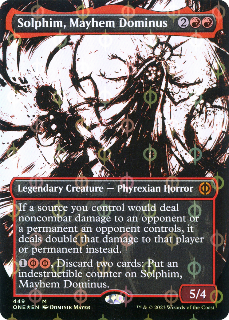 Solphim, Mayhem Dominus (Borderless Ichor Step-and-Compleat Foil) [Phyrexia: All Will Be One] | Card Merchant Takapuna