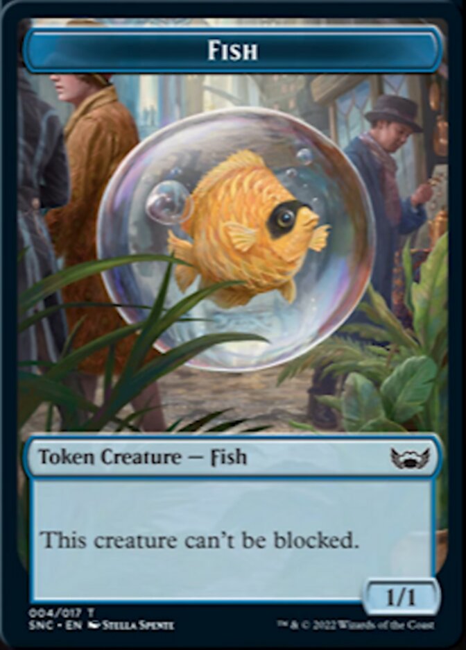 Clue // Fish Double-Sided Token [Streets of New Capenna Commander Tokens] | Card Merchant Takapuna