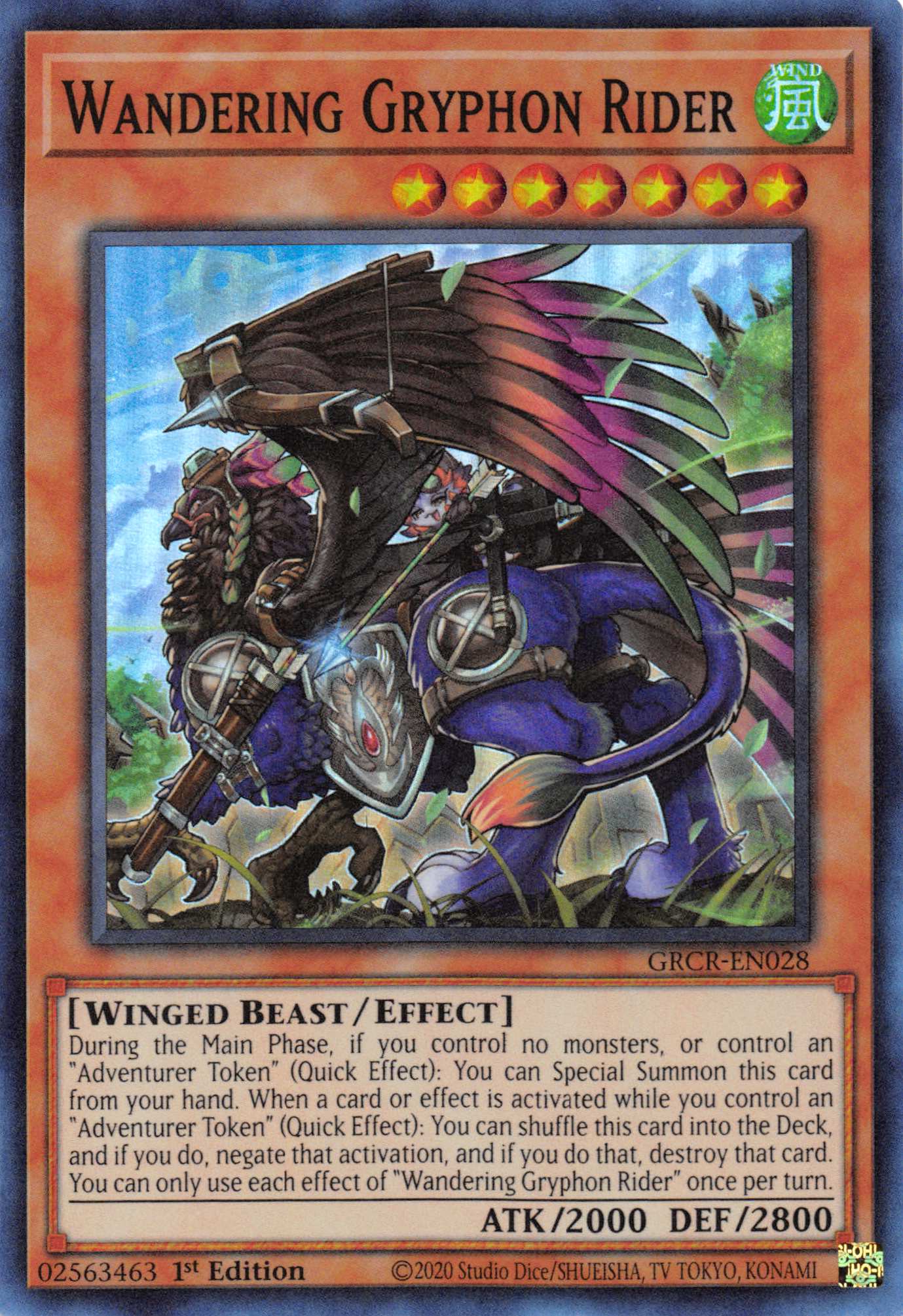 Wandering Gryphon Rider [GRCR-EN028] Super Rare | Card Merchant Takapuna