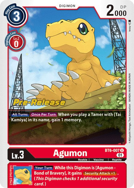 Agumon [BT6-007] [Double Diamond Pre-Release Cards] | Card Merchant Takapuna