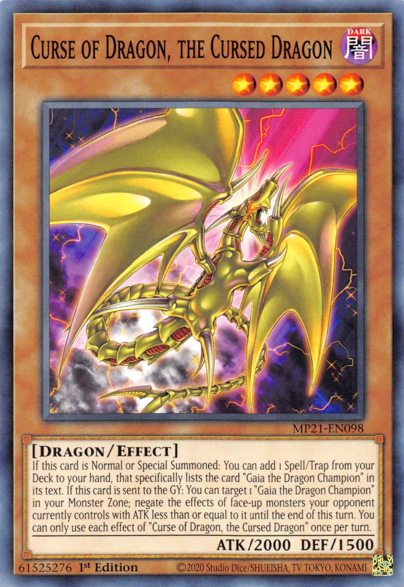 Curse of Dragon, the Cursed Dragon [MP21-EN098] Common | Card Merchant Takapuna