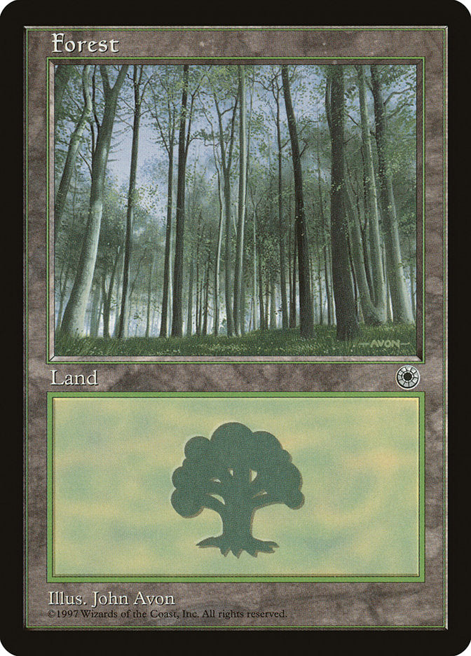 Forest (Green Signature with White Bark Trees) [Portal] | Card Merchant Takapuna