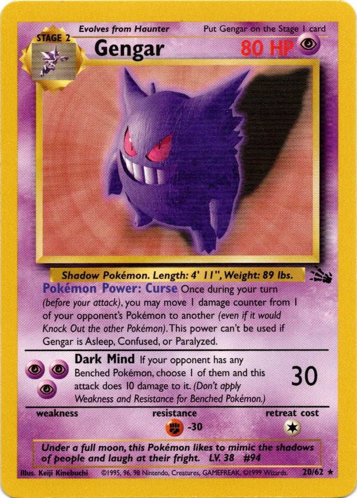 Gengar (20/62) [Fossil Unlimited] | Card Merchant Takapuna