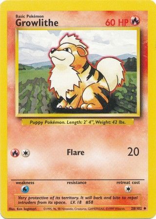 Growlithe (28/102) [Base Set Unlimited] | Card Merchant Takapuna