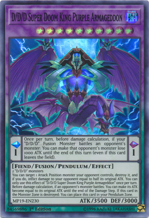 D/D/D Super Doom King Purple Armageddon [MP19-EN230] Super Rare | Card Merchant Takapuna