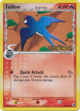 Taillow (66/101) (Delta Species) (Stamped) [EX: Dragon Frontiers] | Card Merchant Takapuna