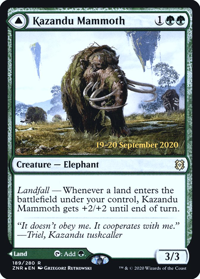 Kazandu Mammoth // Kazandu Valley [Zendikar Rising Prerelease Promos] | Card Merchant Takapuna