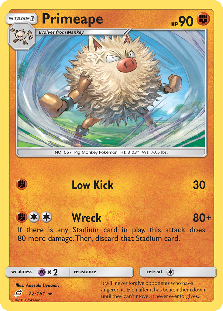 Primeape (72/181) [Sun & Moon: Team Up] | Card Merchant Takapuna