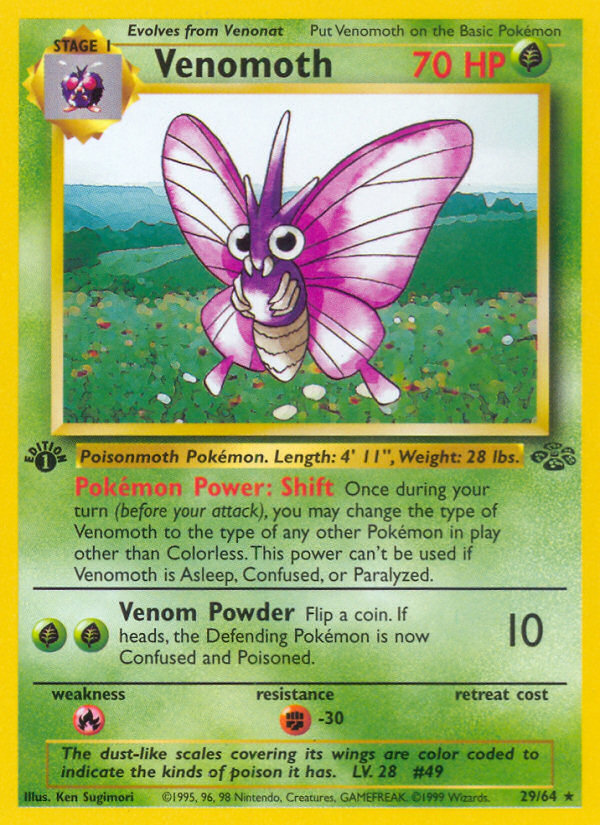 Venomoth (29/64) [Jungle 1st Edition] | Card Merchant Takapuna