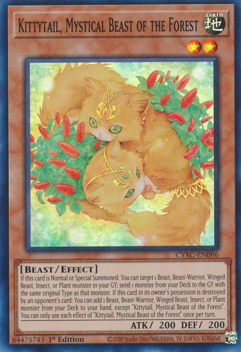 Kittytail, Mystical Beast of the Forest [CYAC-EN096] Super Rare | Card Merchant Takapuna