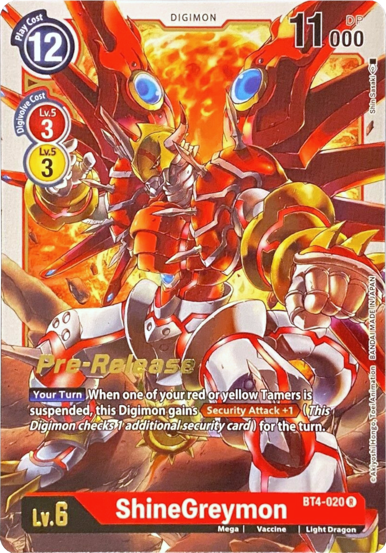 ShineGreymon [BT4-020] [Great Legend Pre-Release Promos] | Card Merchant Takapuna