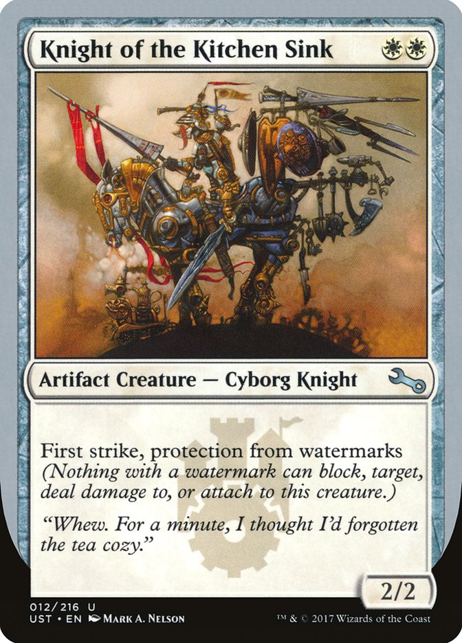 Knight of the Kitchen Sink ("protection from watermarks") [Unstable] | Card Merchant Takapuna