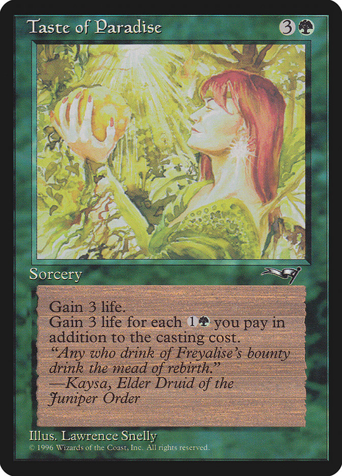 Taste of Paradise (Holding Fruit) [Alliances] | Card Merchant Takapuna