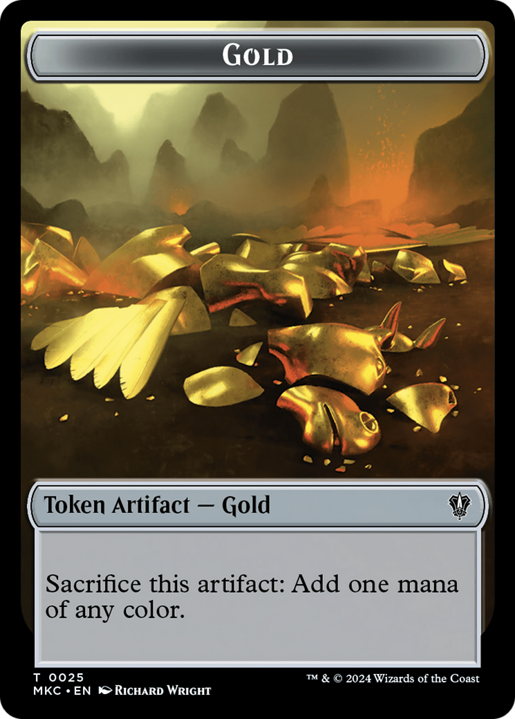 Gold // Lightning Rager Double-Sided Token [Murders at Karlov Manor Commander Tokens] | Card Merchant Takapuna