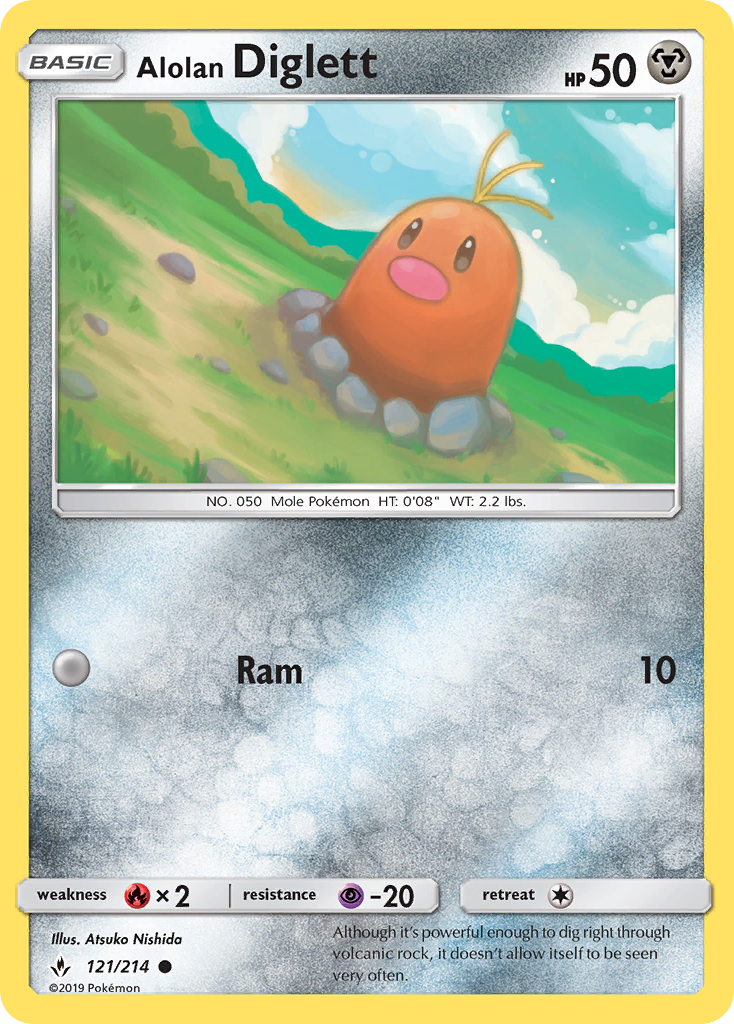 Alolan Diglett (121/214) [Sun & Moon: Unbroken Bonds] | Card Merchant Takapuna