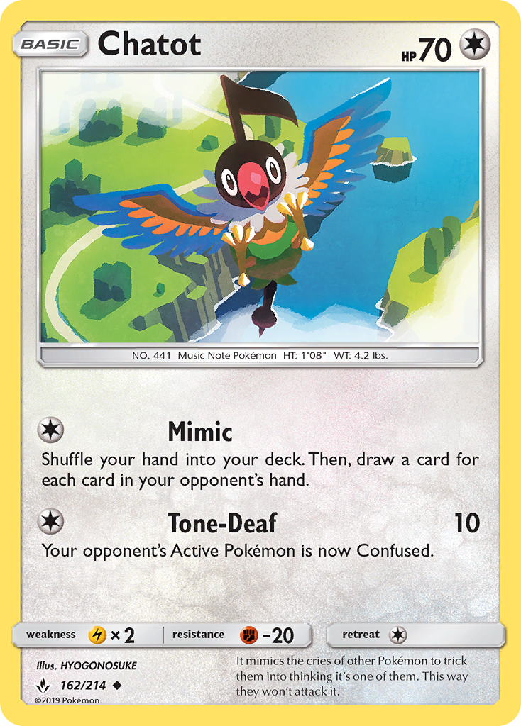 Chatot (162/214) [Sun & Moon: Unbroken Bonds] | Card Merchant Takapuna