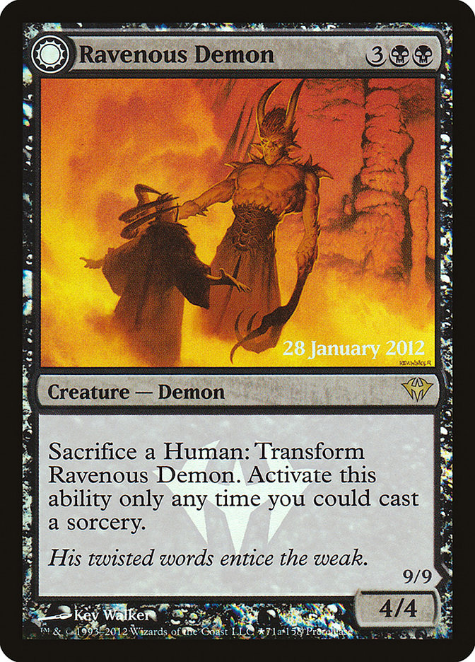 Ravenous Demon // Archdemon of Greed [Dark Ascension Prerelease Promos] | Card Merchant Takapuna